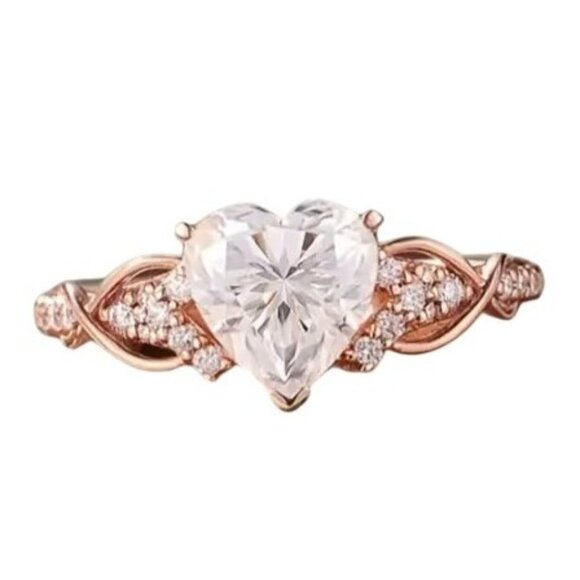 Heart Cut Timeless Moissanite Infinity Engagement Promise Ring in rose gold - Picture 6 of 6
